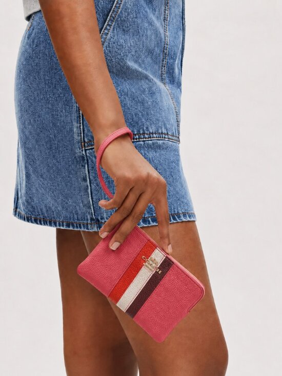 Coach Handbags - Coach Corner Zip Wristlet Wallet Confetti Pink New - C4542 Stripe